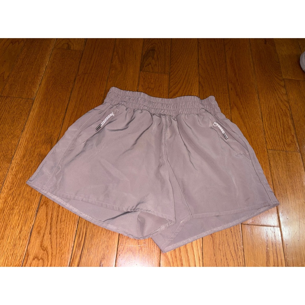 Zobha Womens XS Mauve Athletic Shorts Smocked Elastic Waist Zip Pockets Active